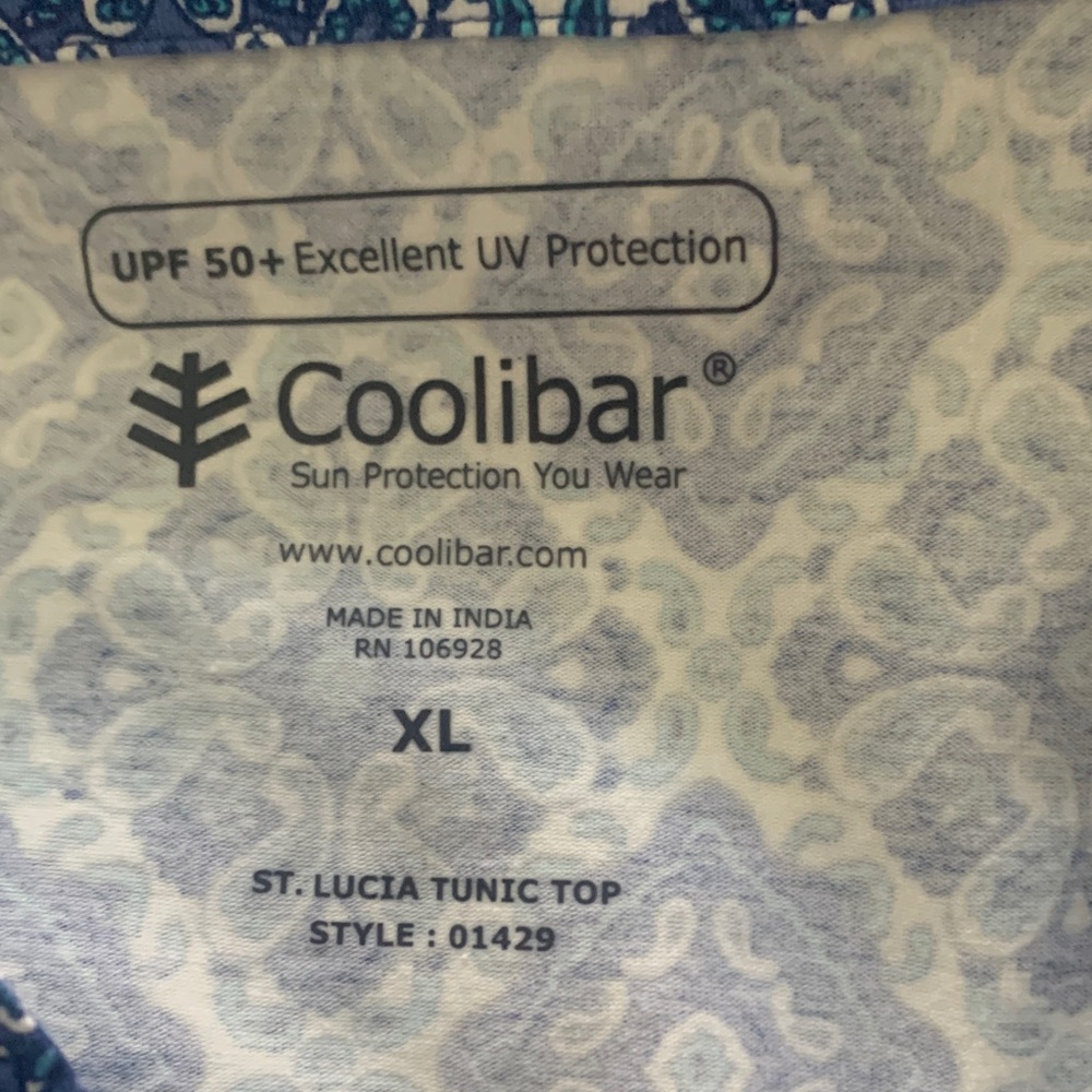 Coolibar Blue Patterned Notch-Neck Tunic - Picture 2 of 6